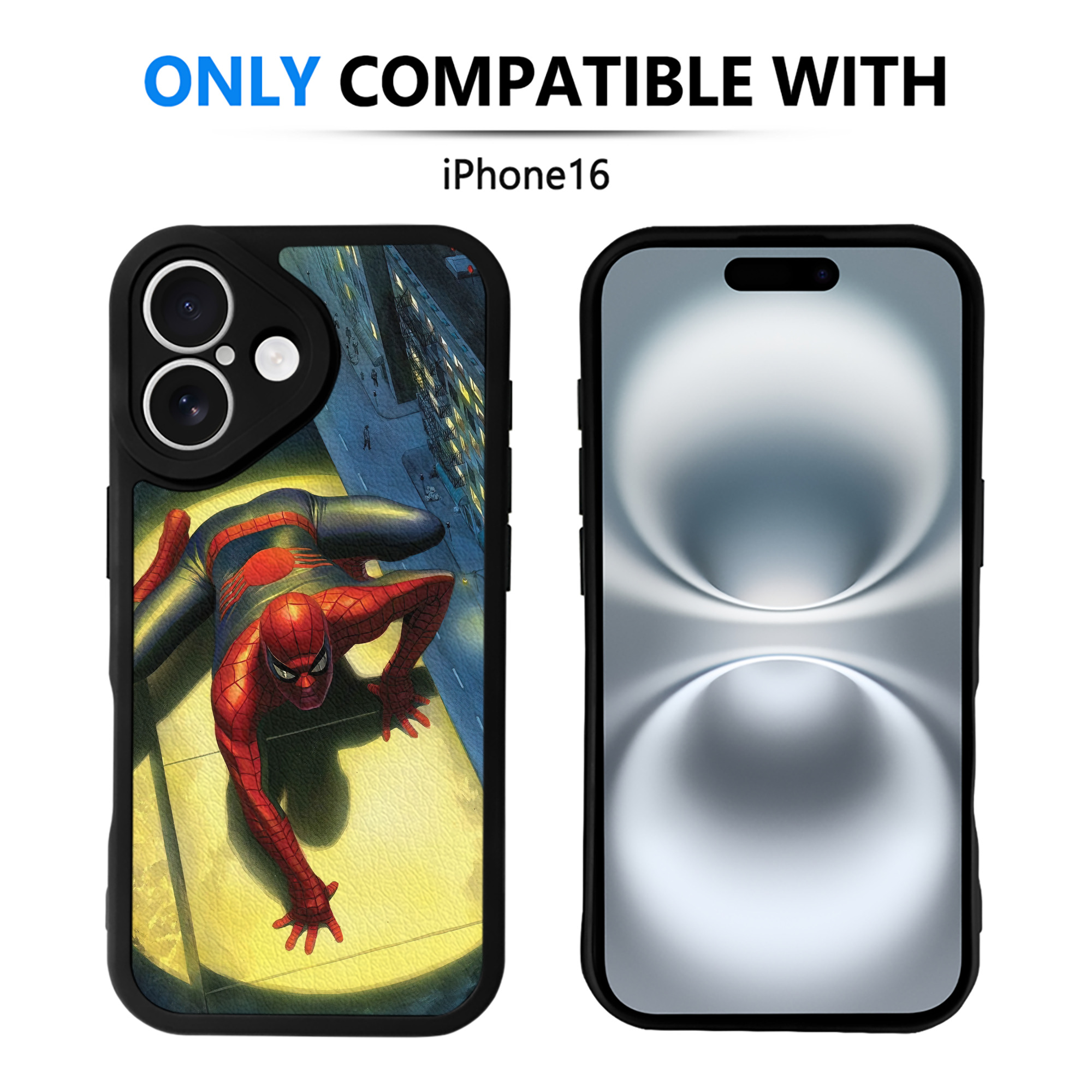 （画像用） Spider Man スパイダーマン 【iPhone 16シリーズ対応】シリコンスマホケース（レザー調） 材質：シリコン